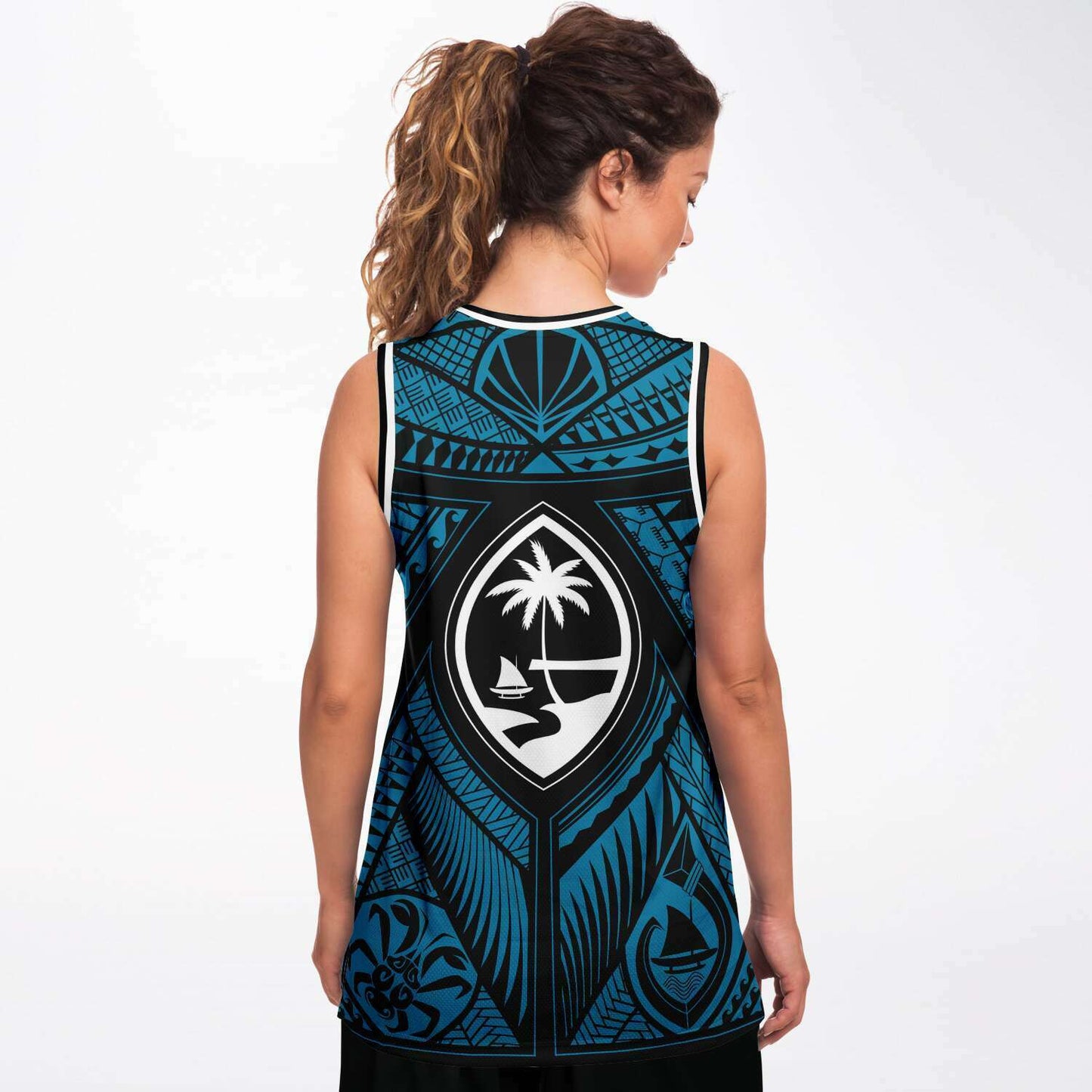 Guahan Tribal Blue Basketball Jersey