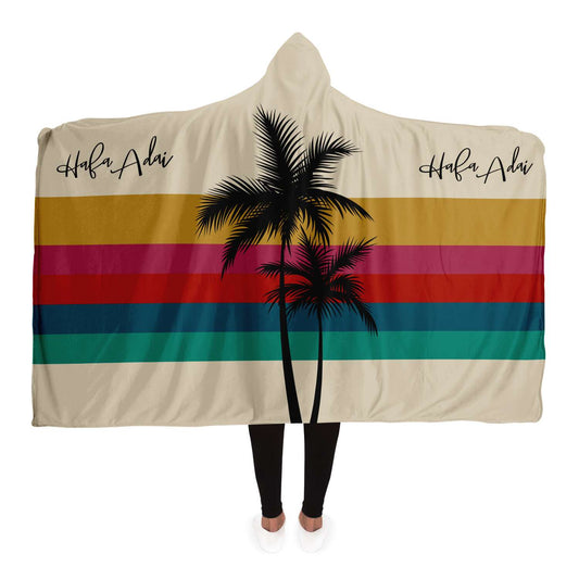 Hafa Adai Retro Rainbow Sunset Guam CNMI Hooded Blanket