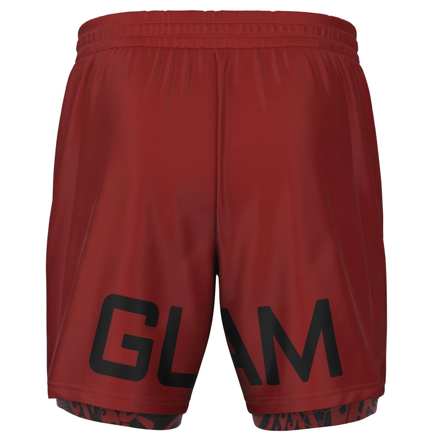 Guam Tribal Layer Red 2-in-1 Phone Pocket Active Shorts