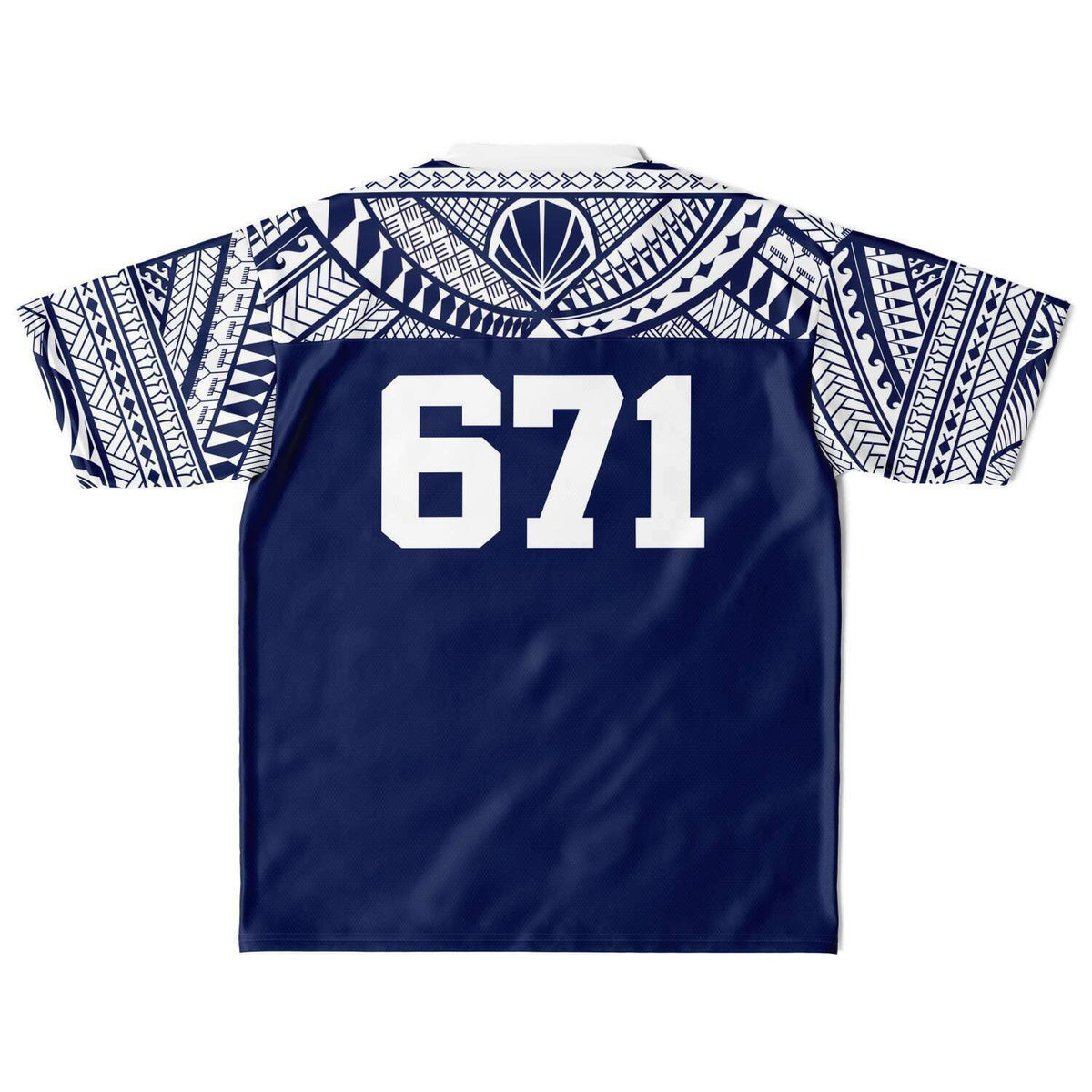 Subliminator Guam 671 Tribal Blue Cropped Women's Football Jersey L