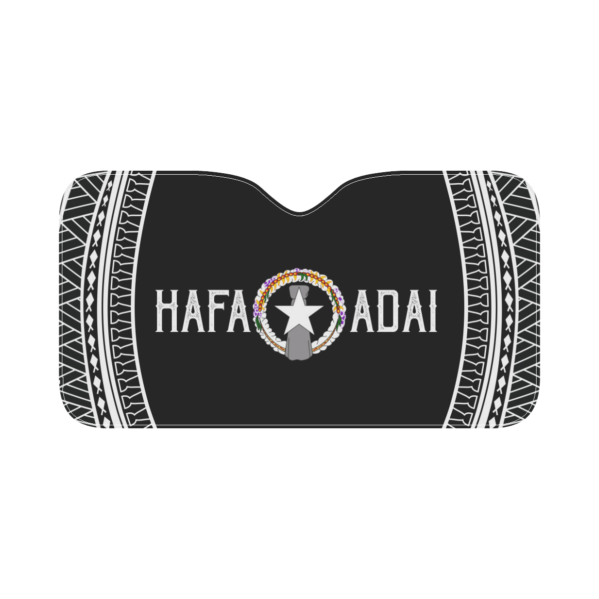 Hafa Adai Saipan CNMI Black Car Sun Shade