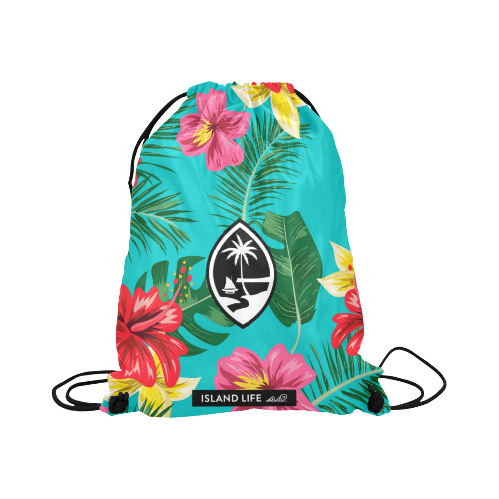 Floral Guam Large Drawstring Bag