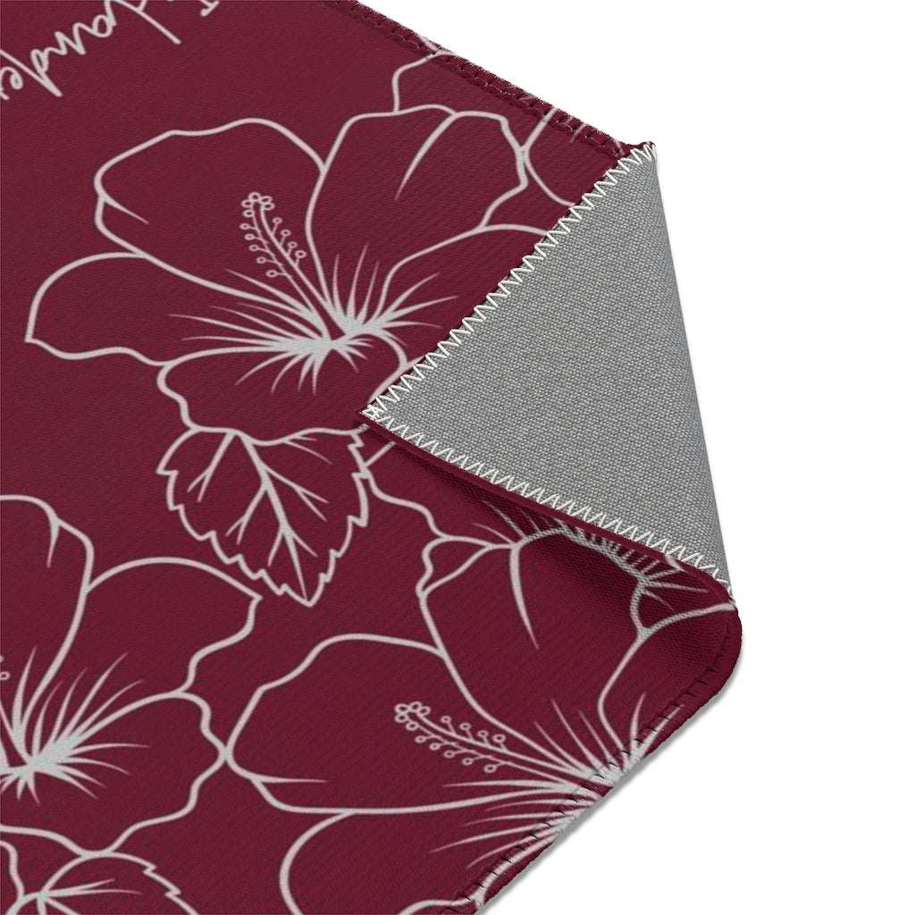 Guam CNMI Modern Hibiscus Red Area Rug