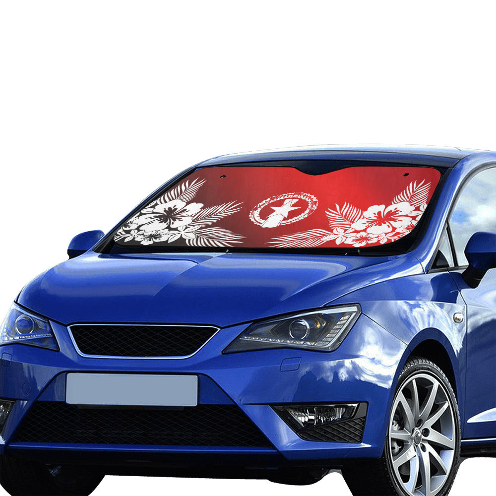 CNMI Tropical Hibiscus Red Car Sun Shade