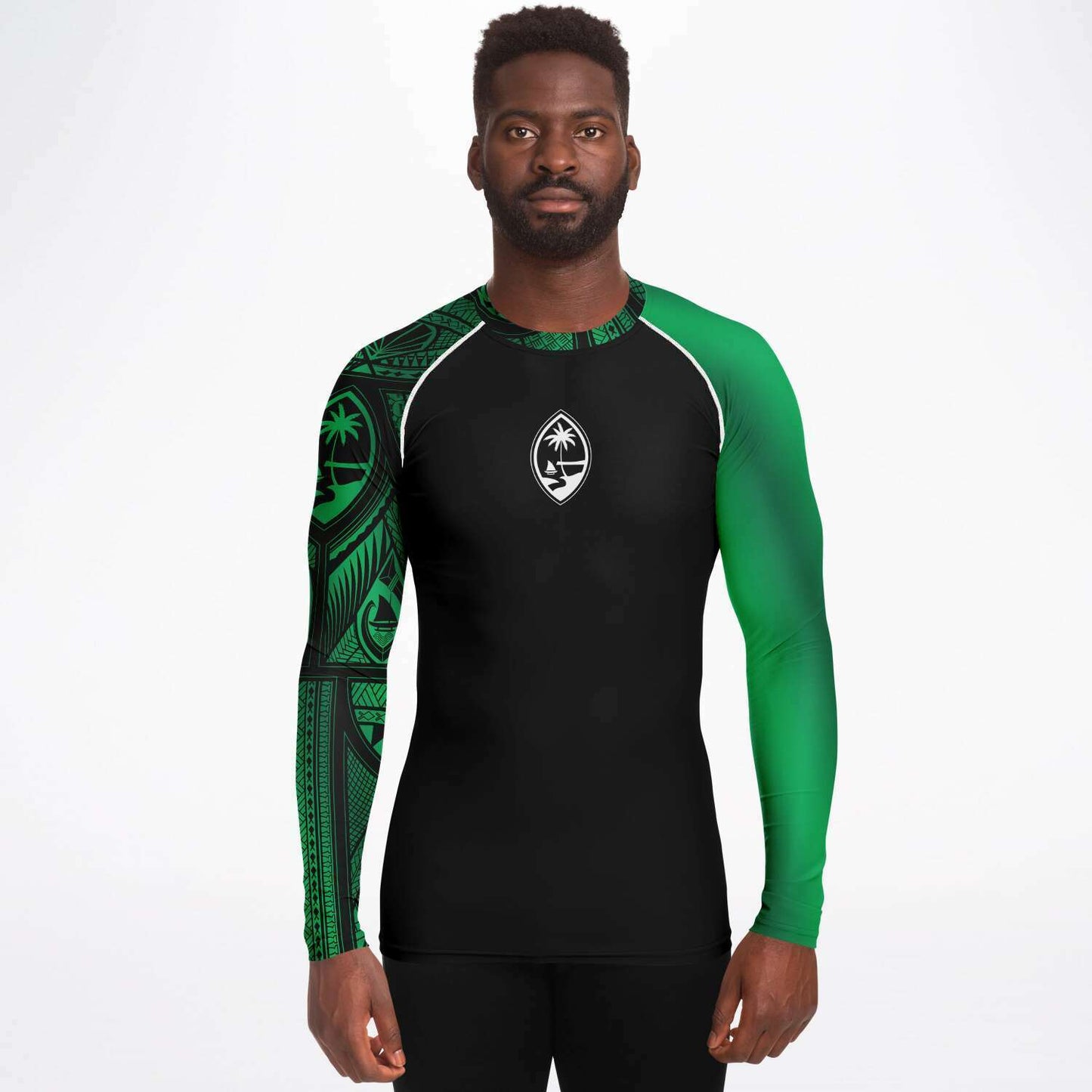 Guahan Tribal Men's Green Rashguard