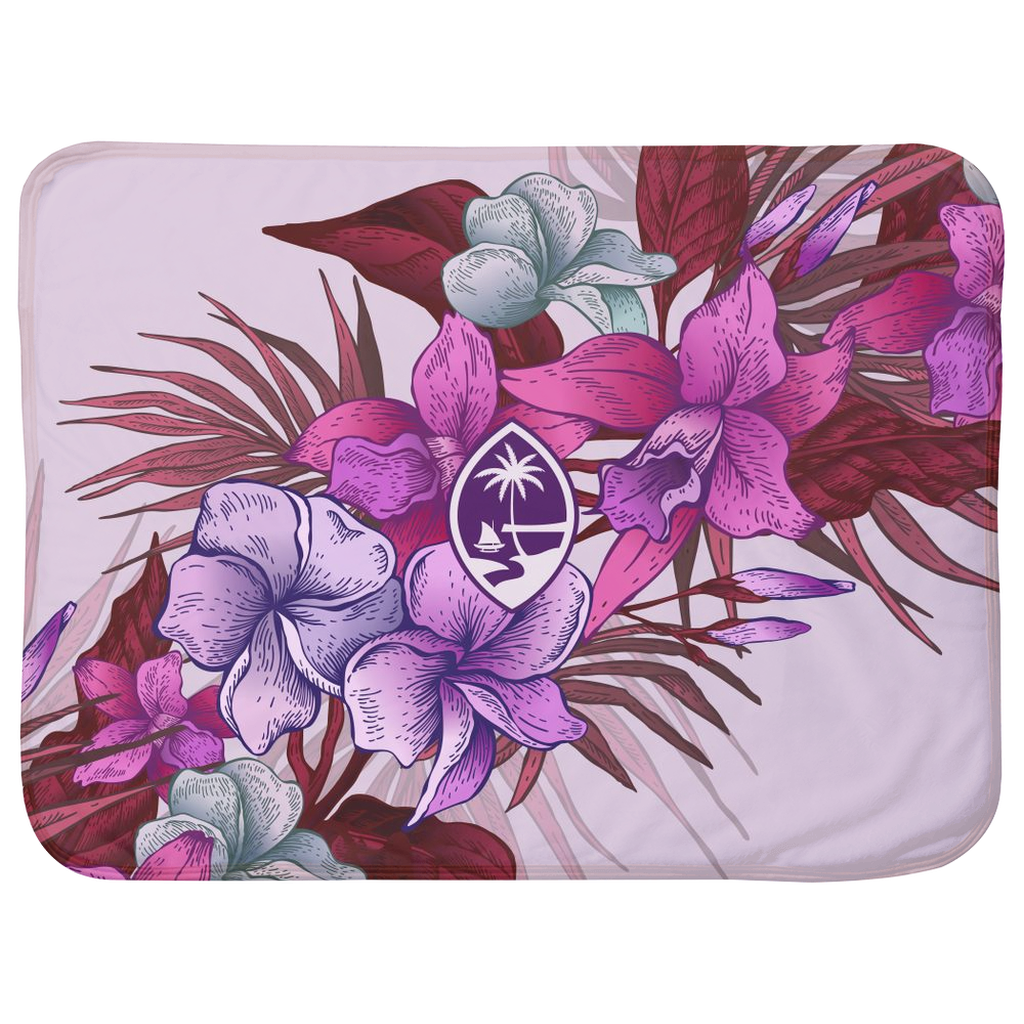 Guam Vintage Hibiscus Sherpa Baby Blanket