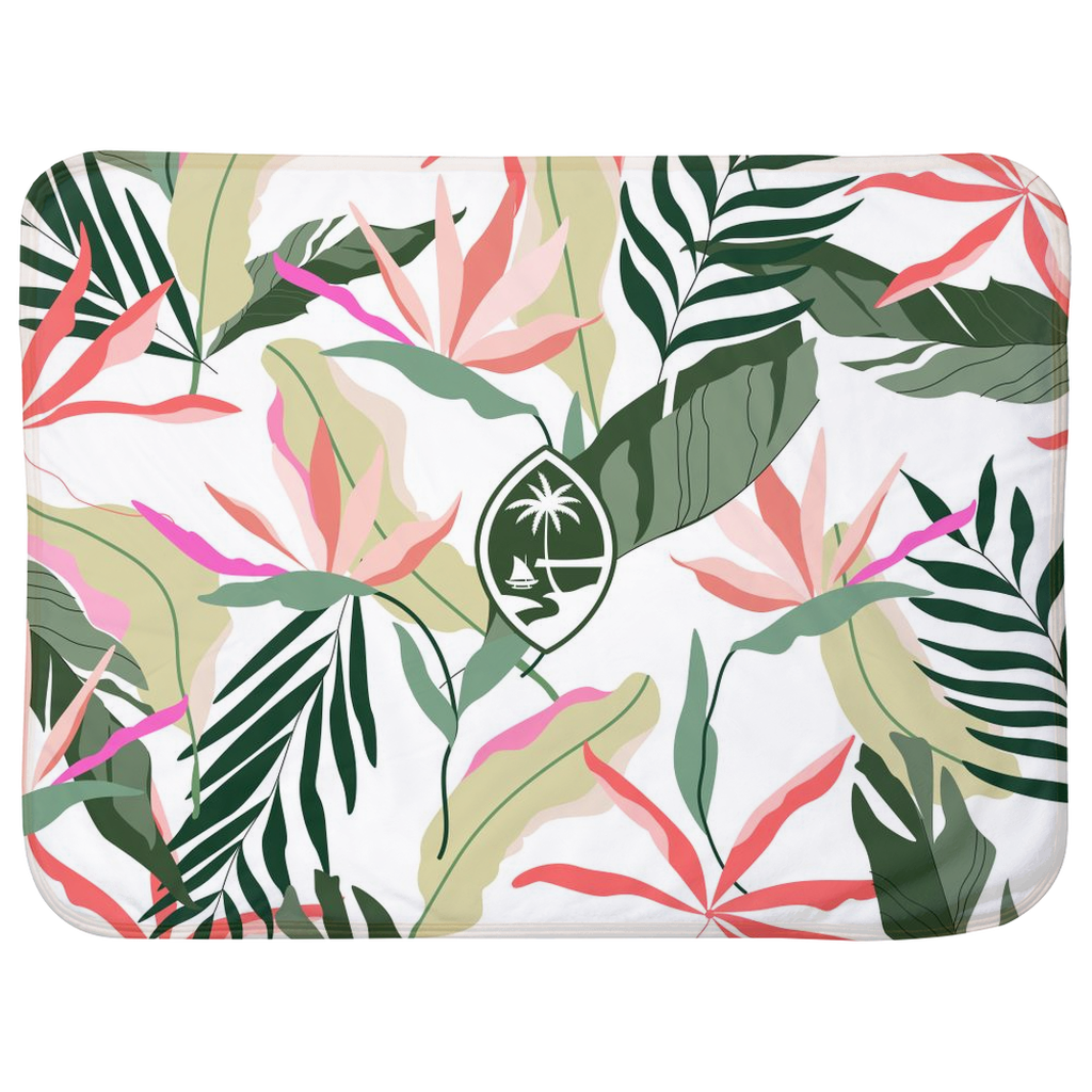 Guam White Birds of Paradise Sherpa Baby Blanket