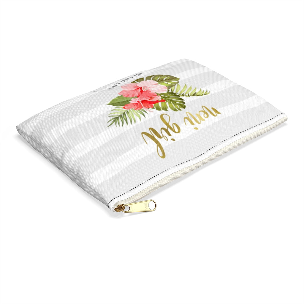 Neni Girl Hibiscus Striped Accessories Carry All Pouch
