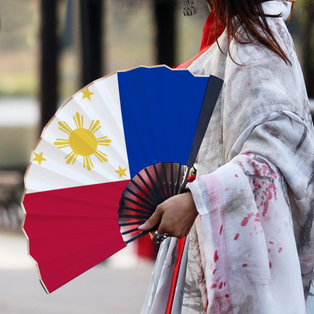 Philippines Flag Spun Silk Folding Fan