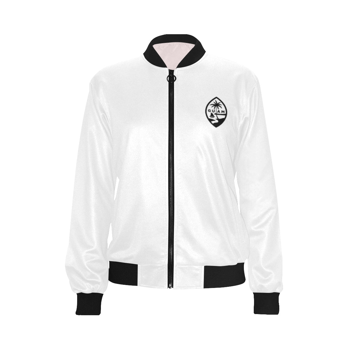 Guam Map White Women's Bomber Jacket