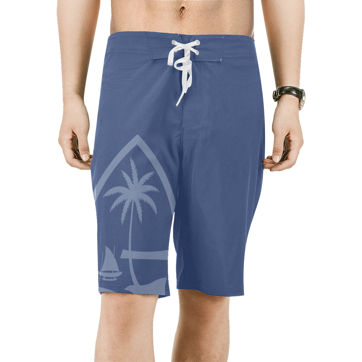 Guam Seal Mens Blue All Over Print Board Shorts