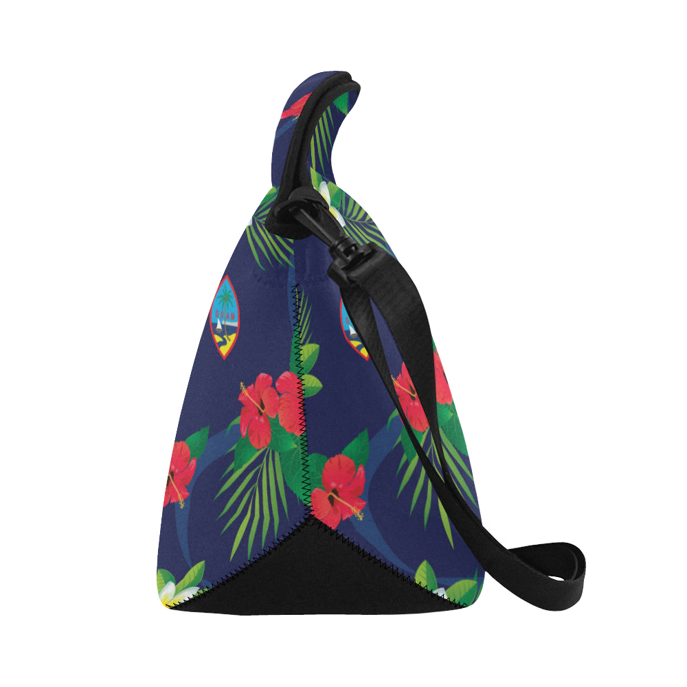 Guam Flag Flowers Neoprene Lunch Bag Large