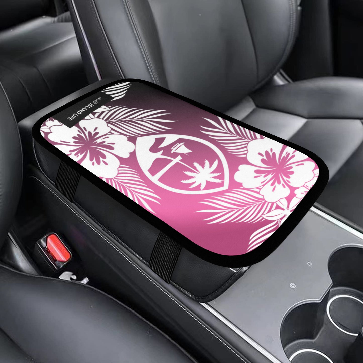 Guam Tropical Hibiscus Pink Car Armrest Cover