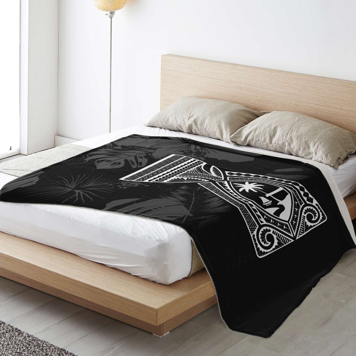 Latte Stone Guam Tribal Black Microfleece Blanket