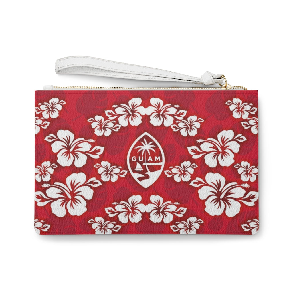 Guam Classic Red Hibiscus Clutch Bag