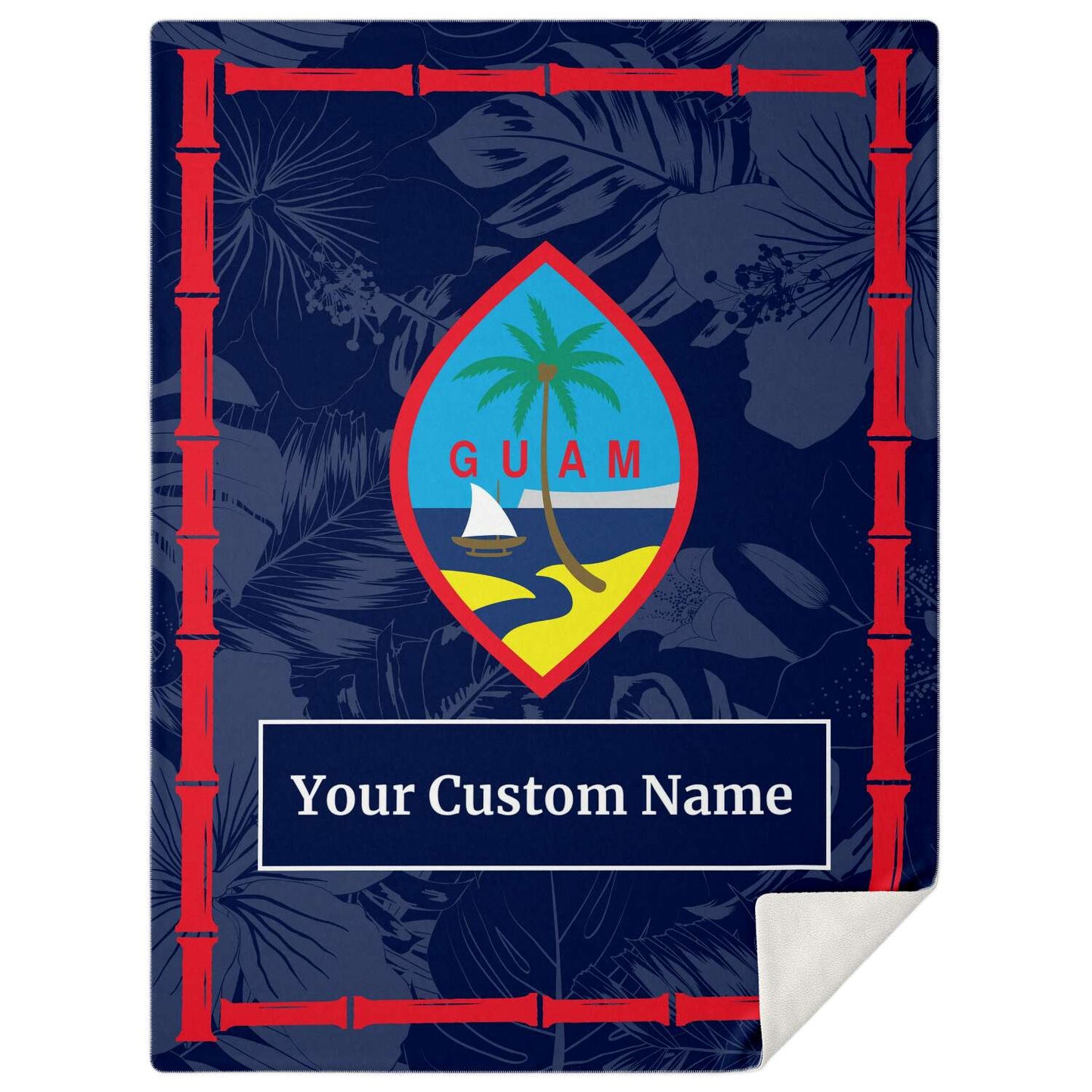 Guam Flag Bamboo Microfleece Blanket with Personalization