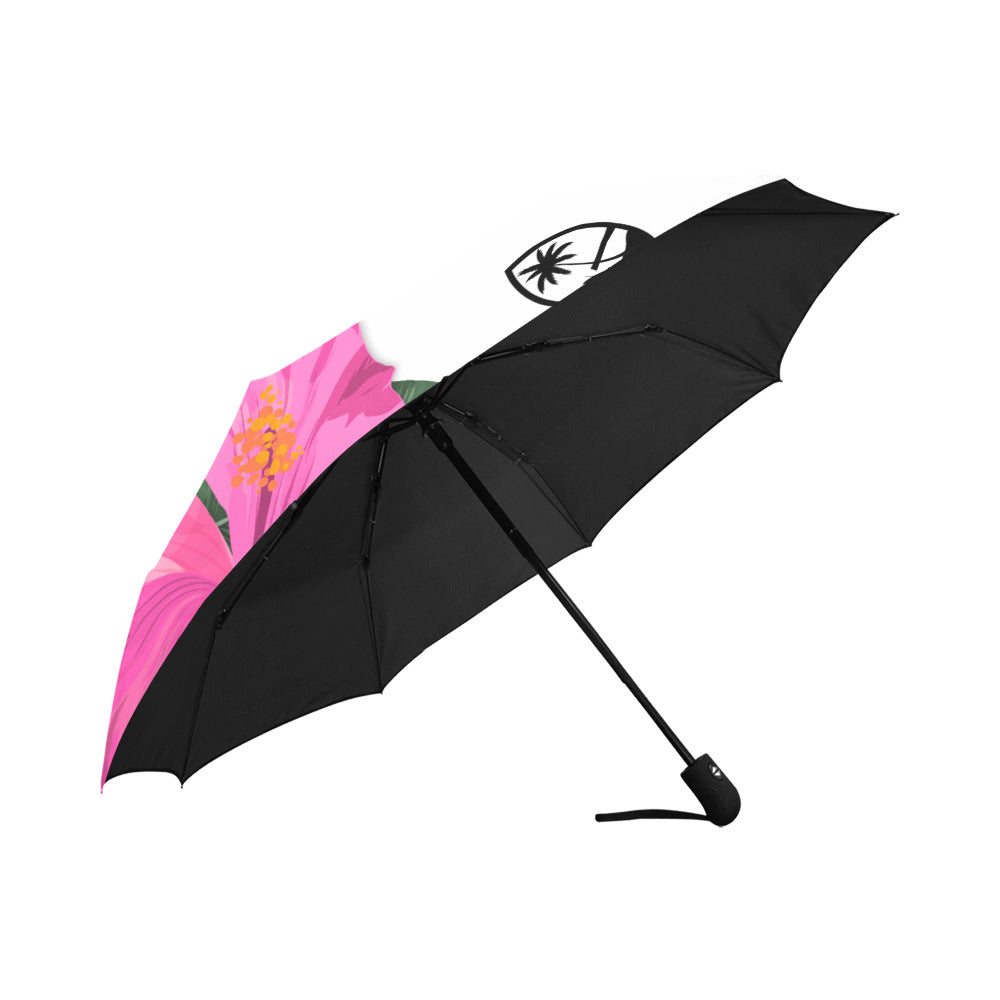 Guam Pink Hibiscus Paradise White Anti-UV Auto Foldable Umbrella