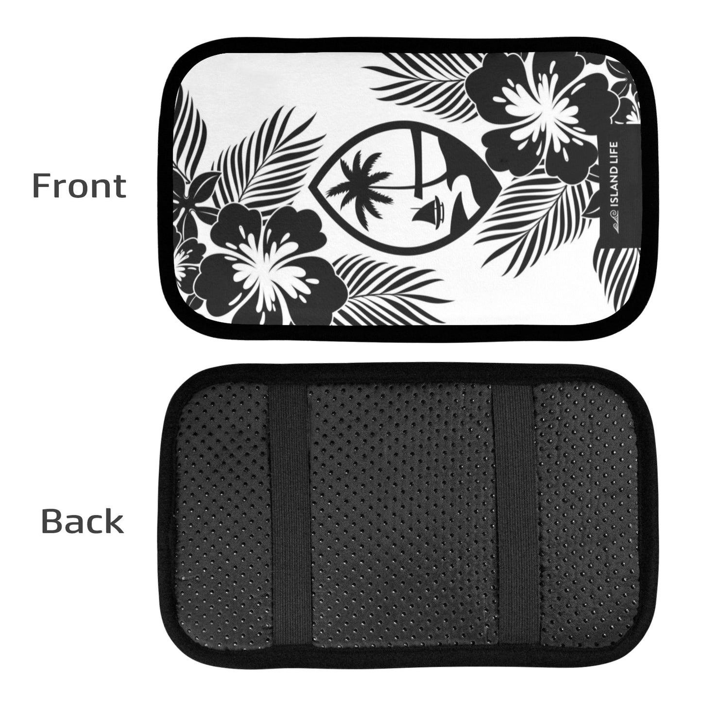 Guam Tropical Hibiscus White Car Armrest Cover