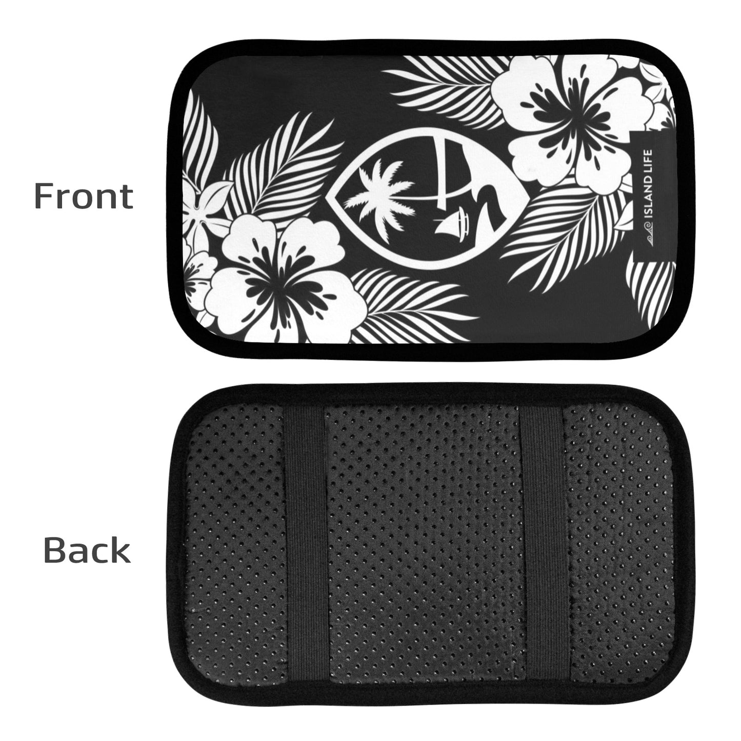 Guam Tropical Hibiscus Black Car Armrest Cover