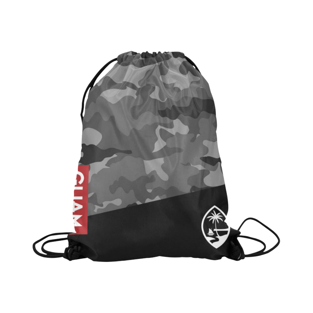 Guam Halftone Gray Camo Large Drawstring Bag
