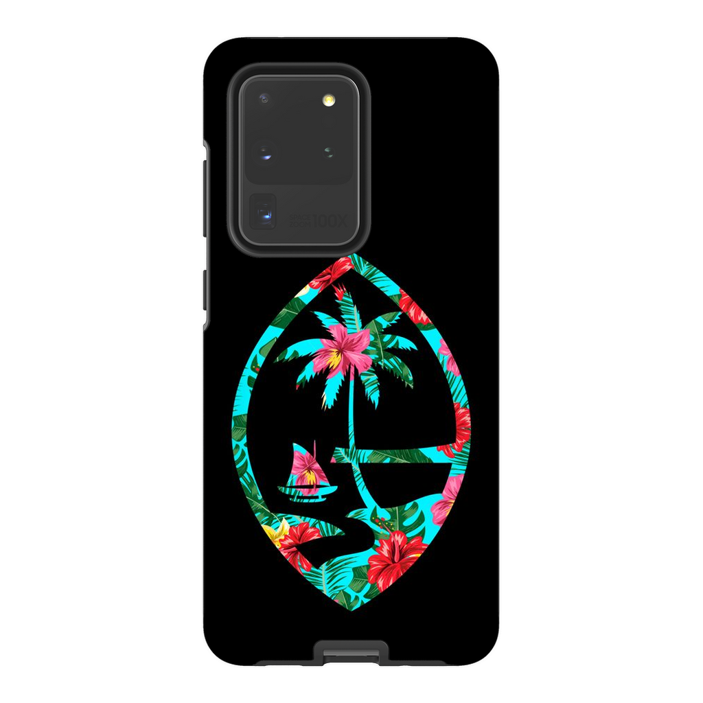 Teal Floral Guam Seal Premium Glossy Tough Phone Case