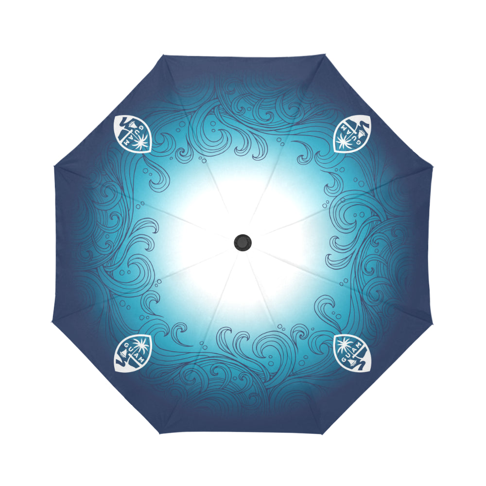 Guam Ombre Waves Automatic Folding Umbrella