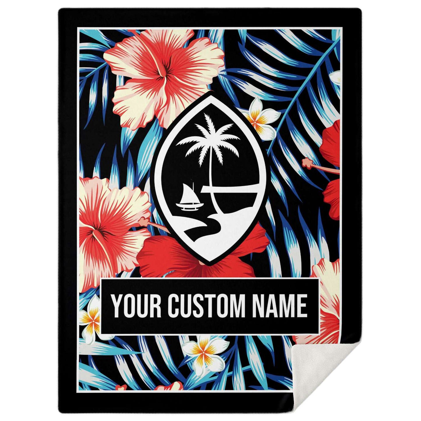 Guam Tropical Floral Microfleece Blanket with Personalization