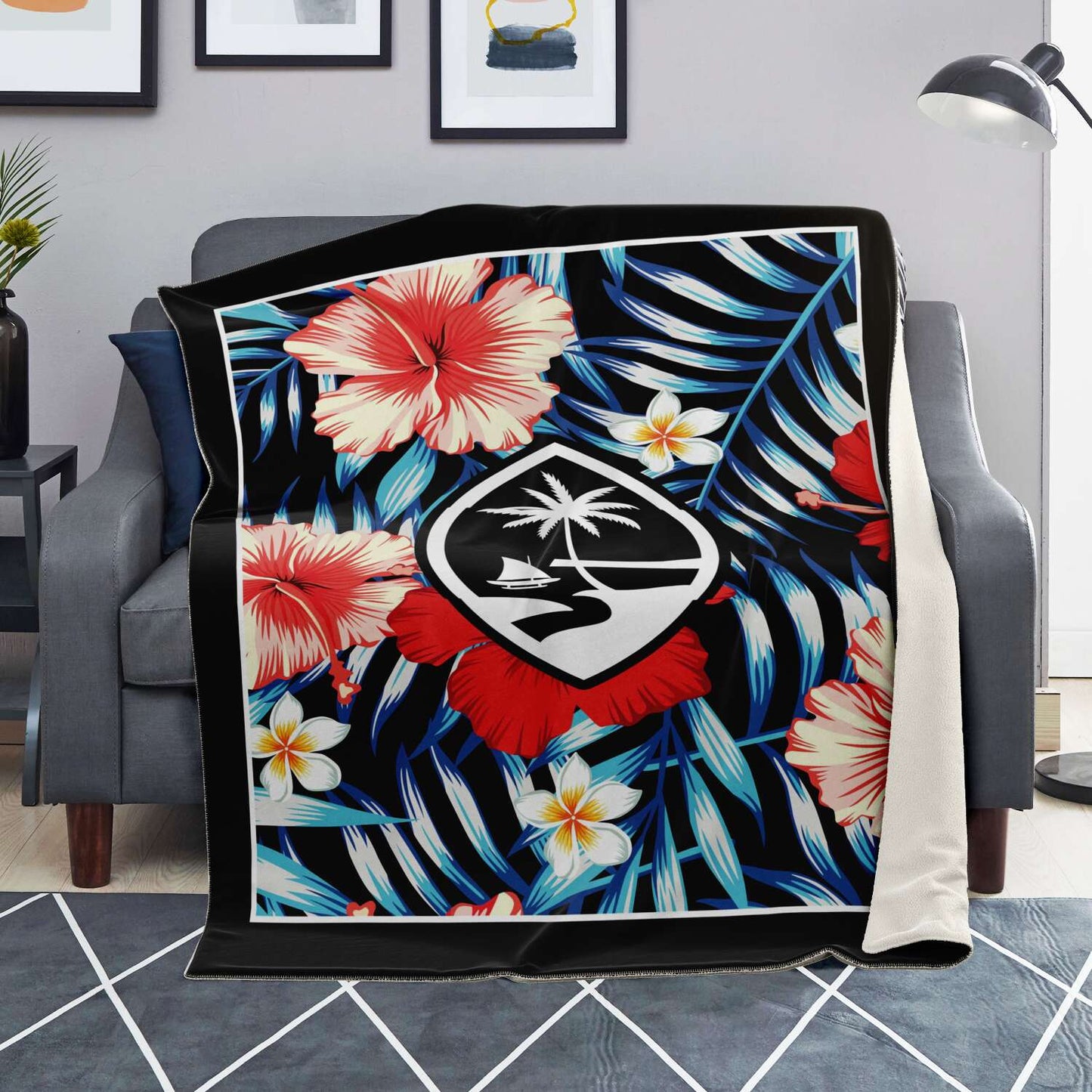 Guam Tropical Floral Microfleece Blanket