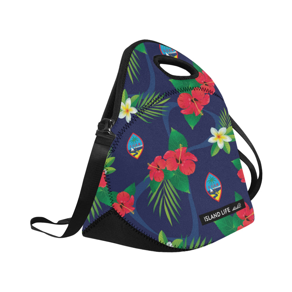 Guam Flag Flowers Neoprene Lunch Bag Large