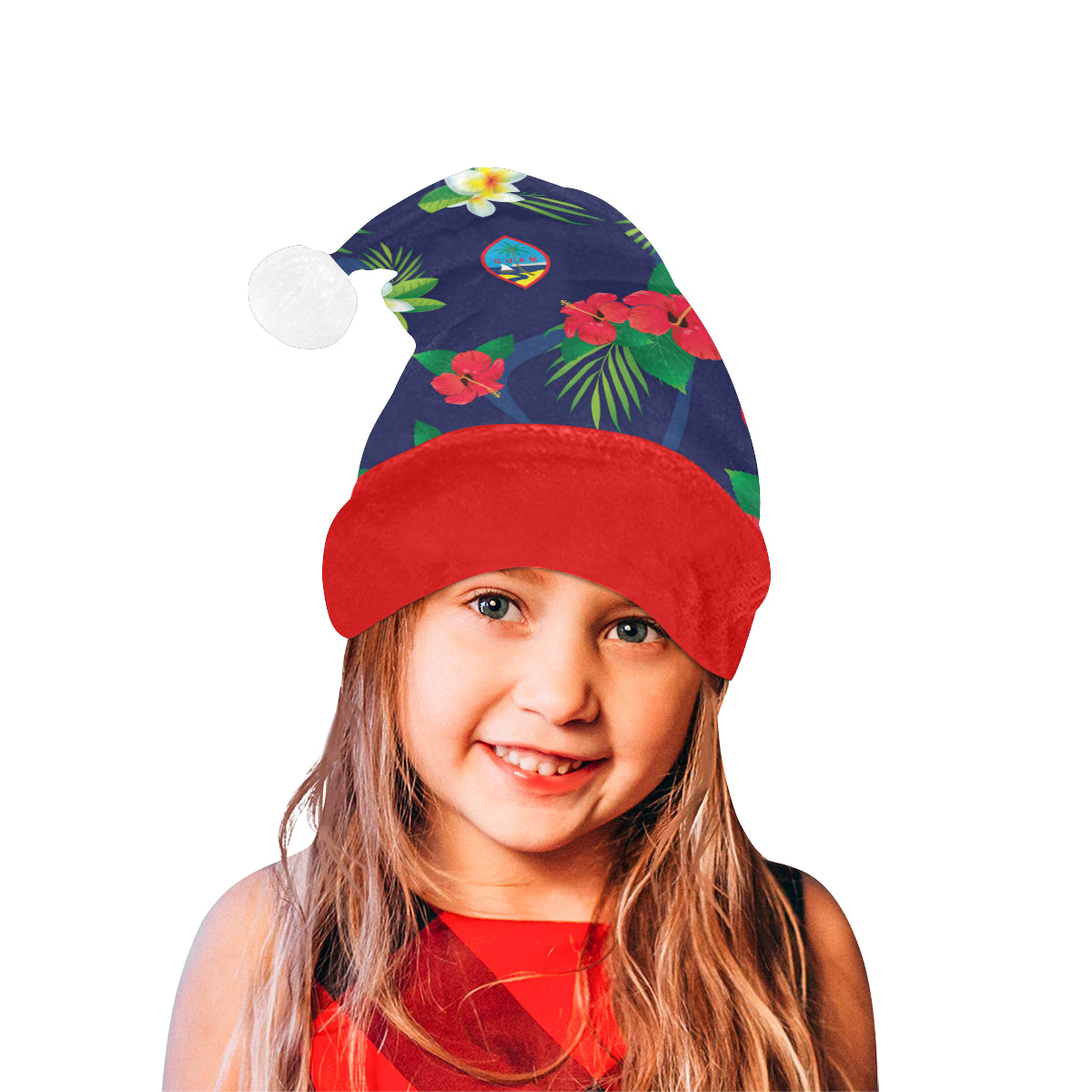 Guam Flag Flowers Christmas Santa Hat