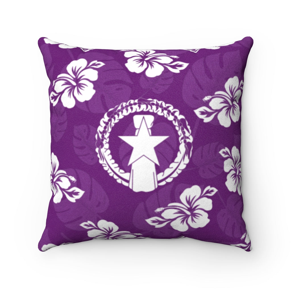 CNMI Classic Purple Hibiscus Faux Suede Square Pillow Case