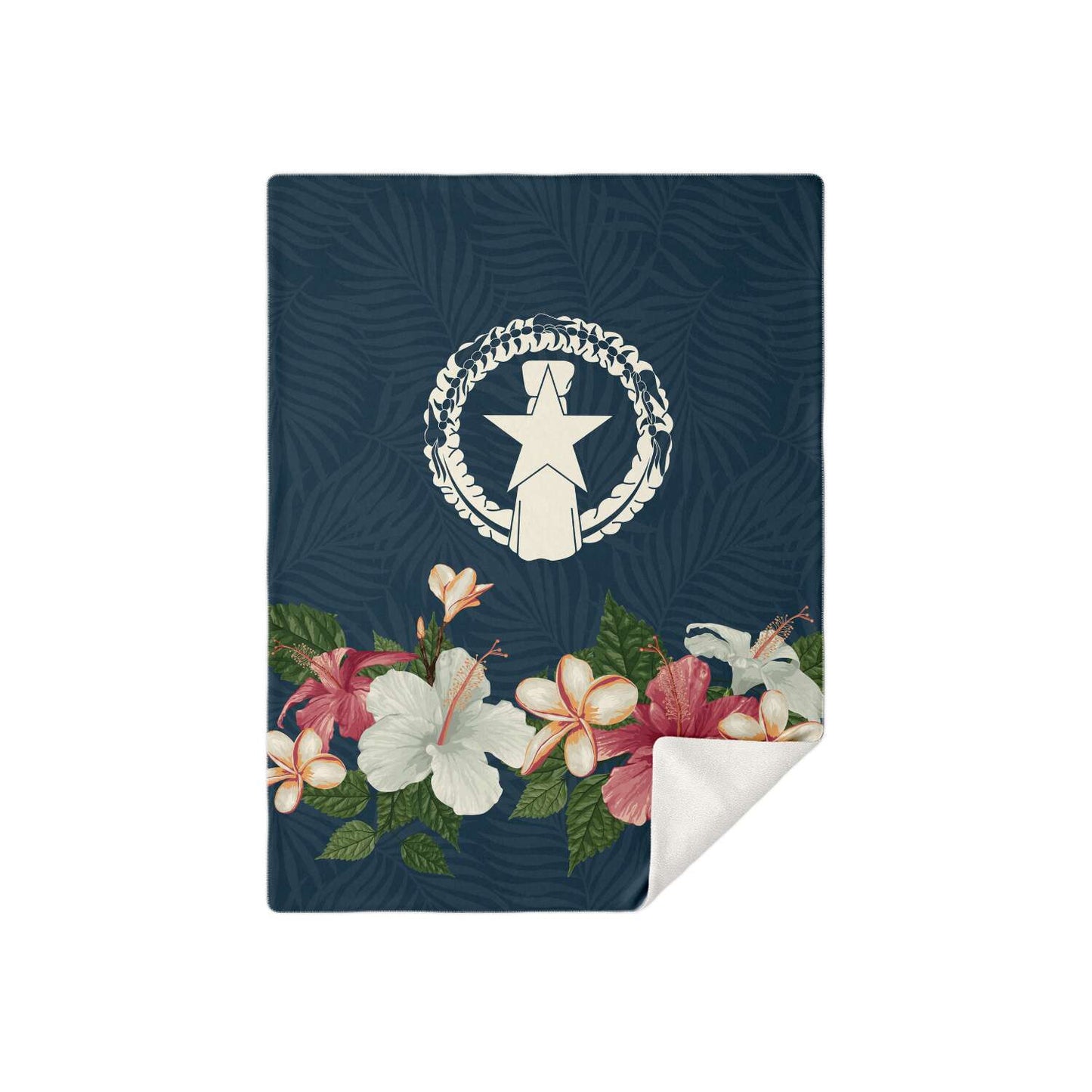 CNMI Seal Vintage Hibiscus Microfleece Blanket