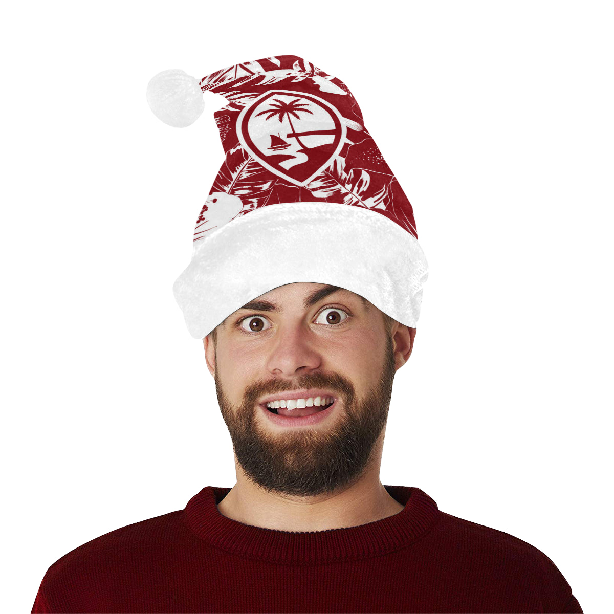 Guam Red Hibiscus Christmas Santa Hat