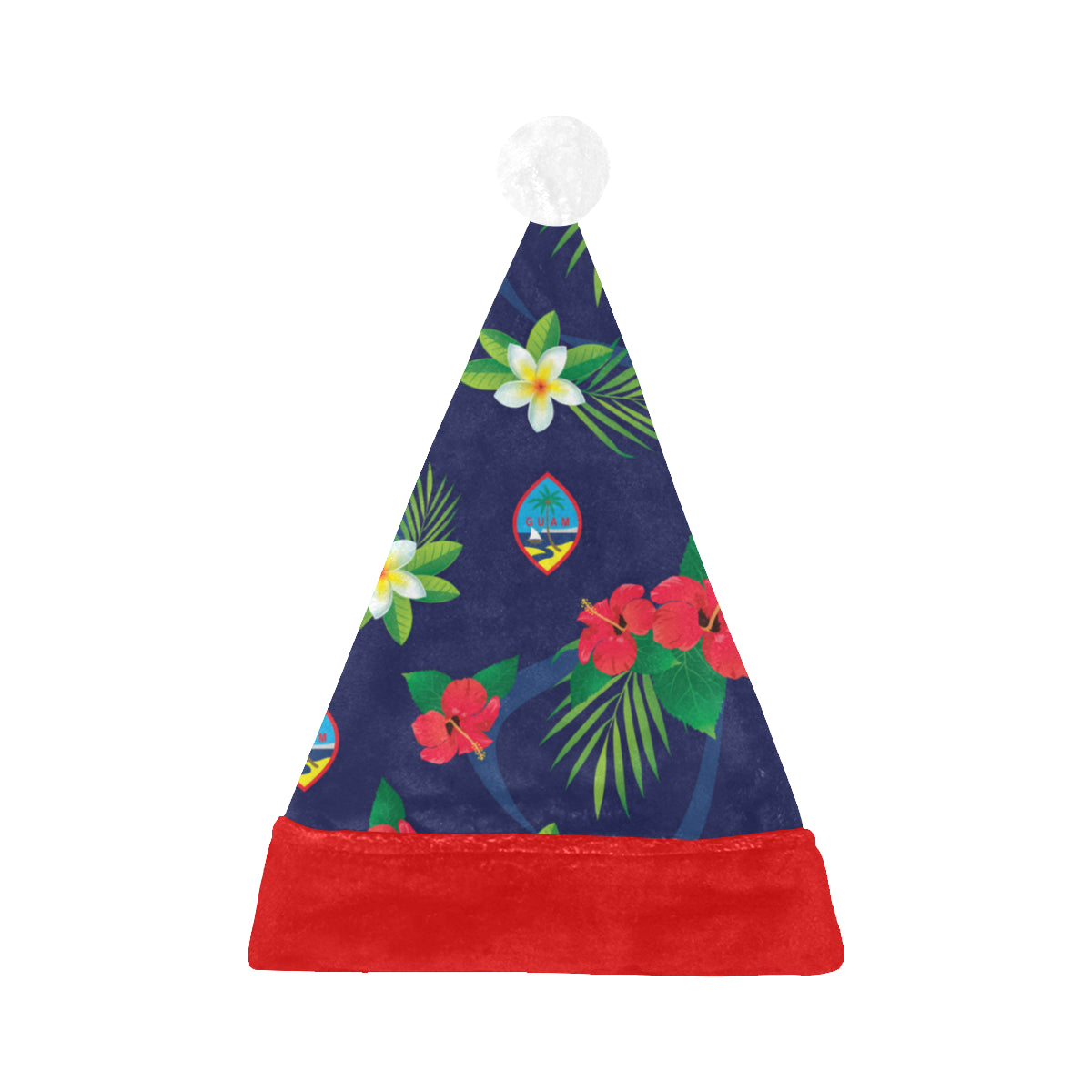 Guam Flag Flowers Christmas Santa Hat