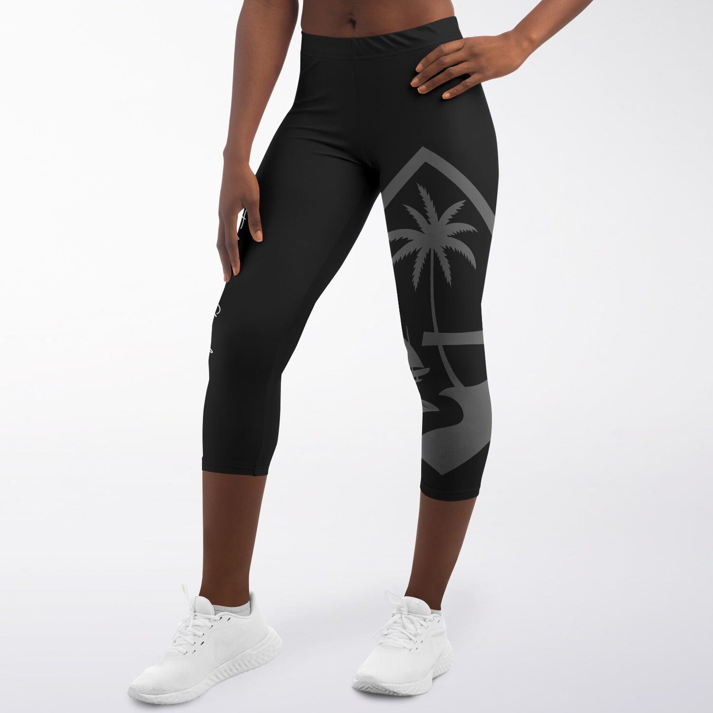 Guam Seal Island Girl Black Capri Leggings