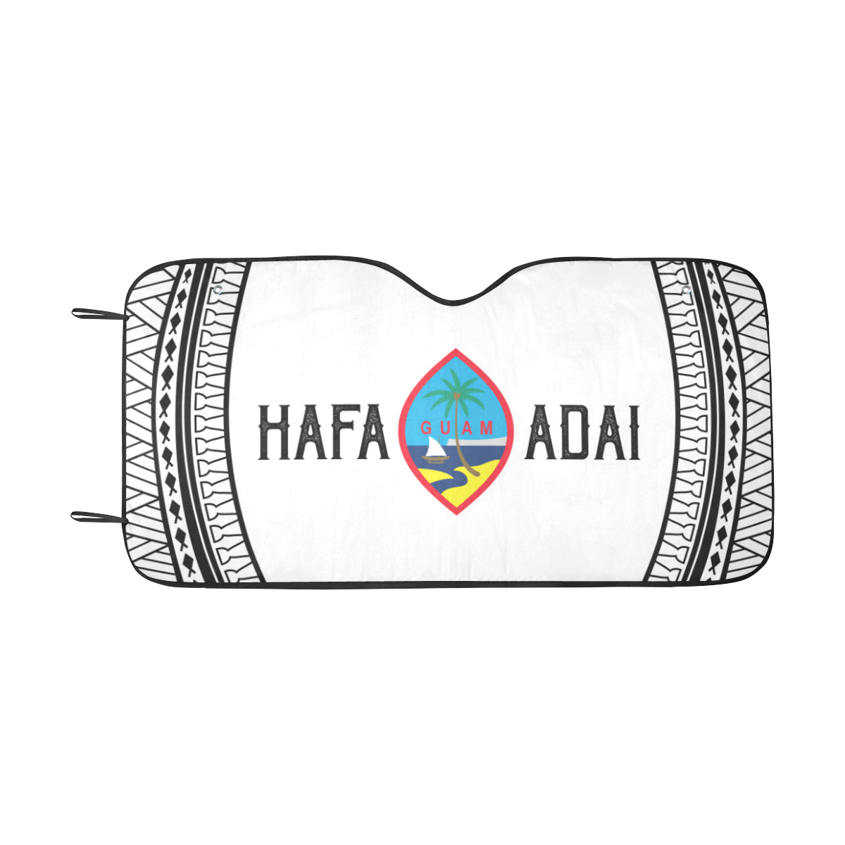 Hafa Adai Guam White Tribal Car Sun Shade
