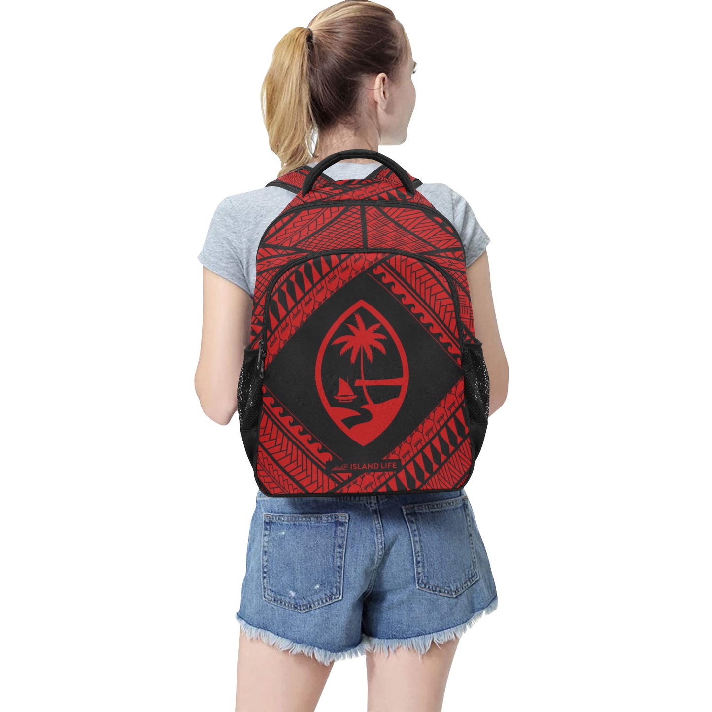 Guahan Tribal Red Multifunctional Backpack