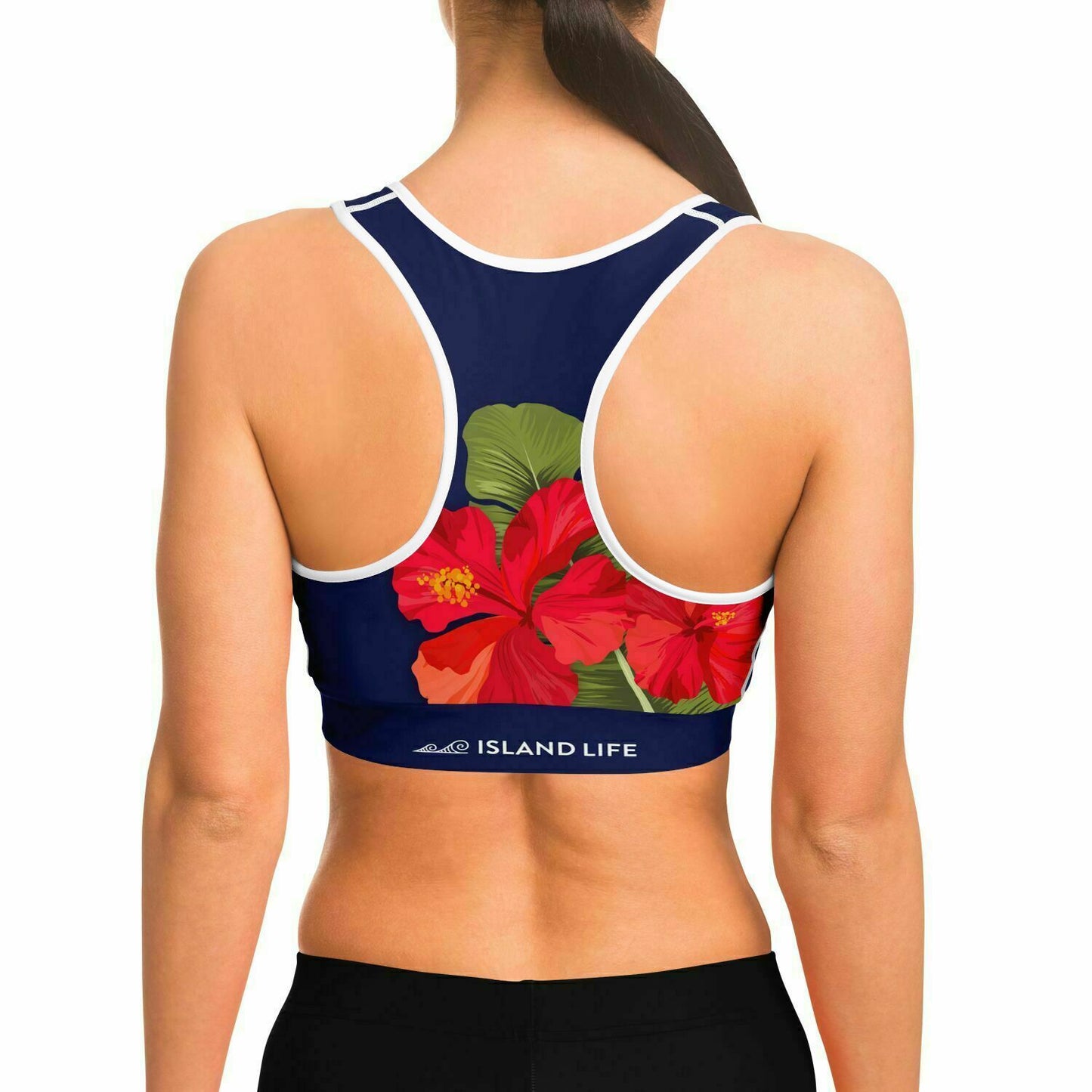 Guam Seal Hibiscus Paradise Sports Bra