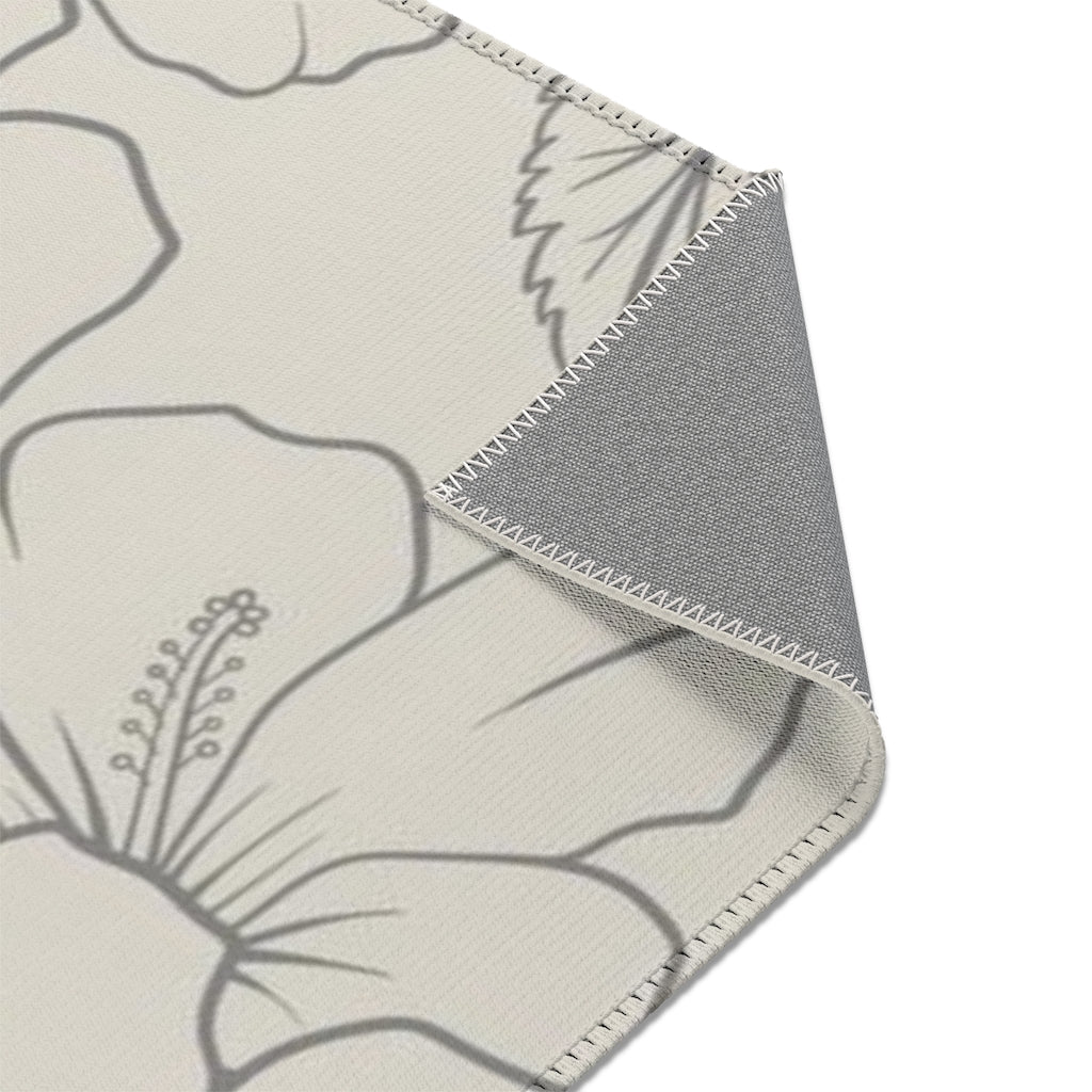 Guam CNMI Modern Hibiscus Beige Gray Area Rug