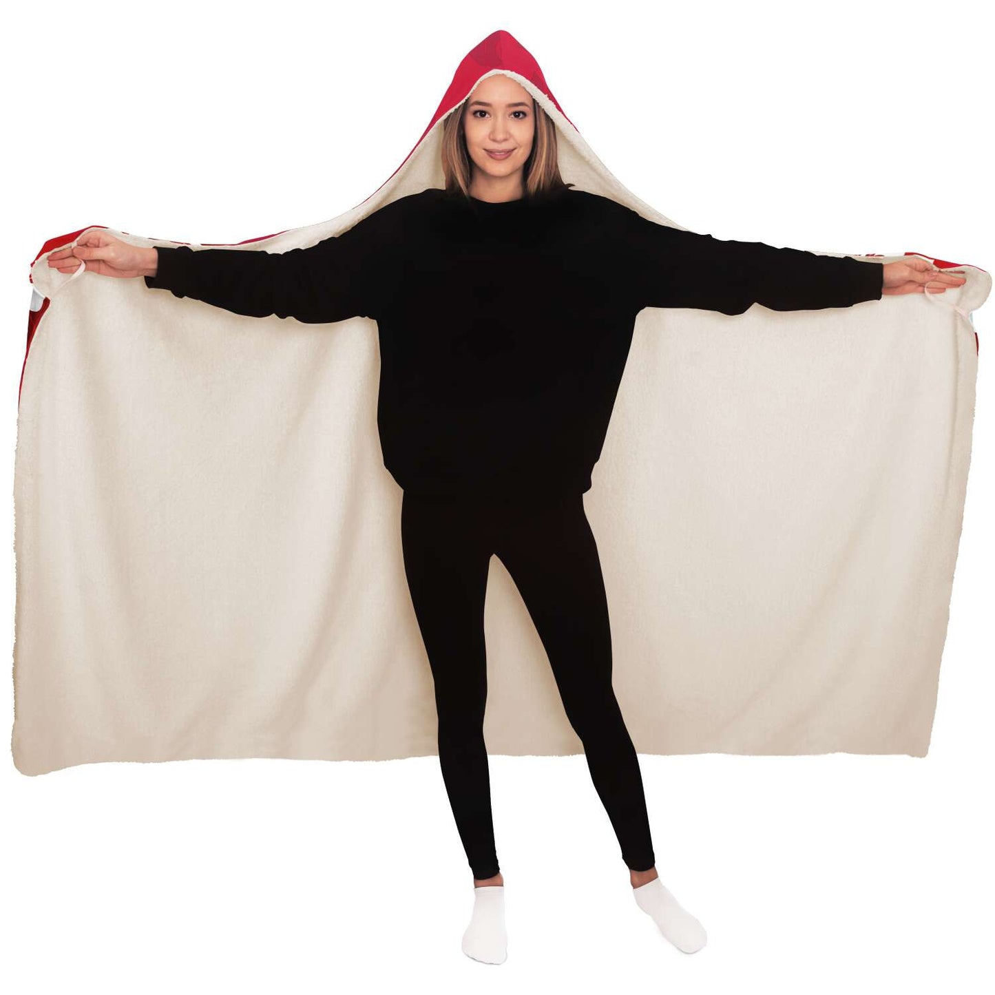 Guam Classic Red Hibiscus Premium Sherpa Hooded Blanket