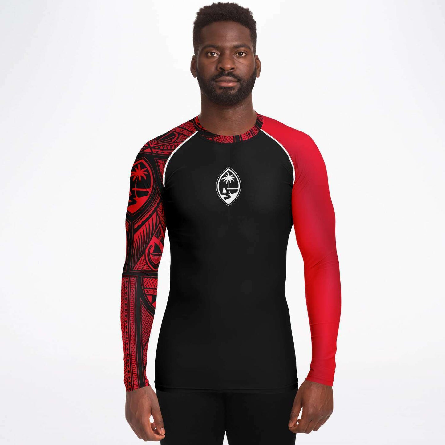 Guahan Tribal Men's Red Rashguard