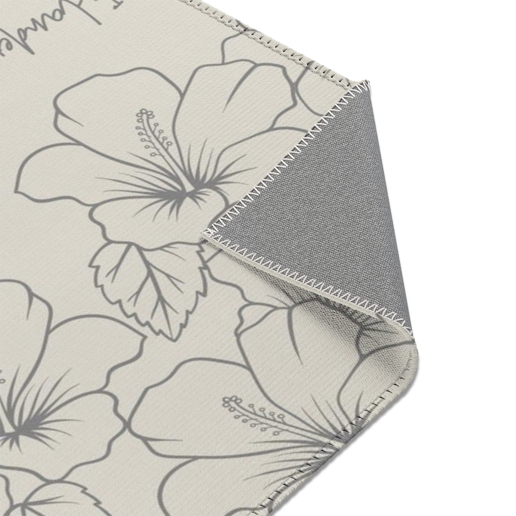 Guam CNMI Modern Hibiscus Beige Gray Area Rug