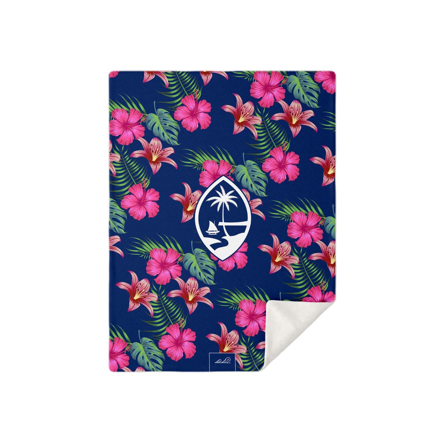 Guam Hibiscus Island Blue Microfleece Blanket