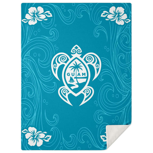 Guam Tribal Turtle Hibiscus Microfleece Blanket