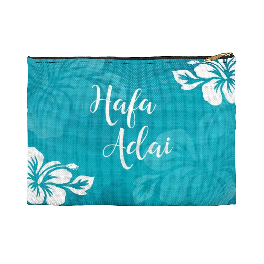 Hafa Adai Guam Chamorro Hibiscus Accessories Blue Carry All Pouch