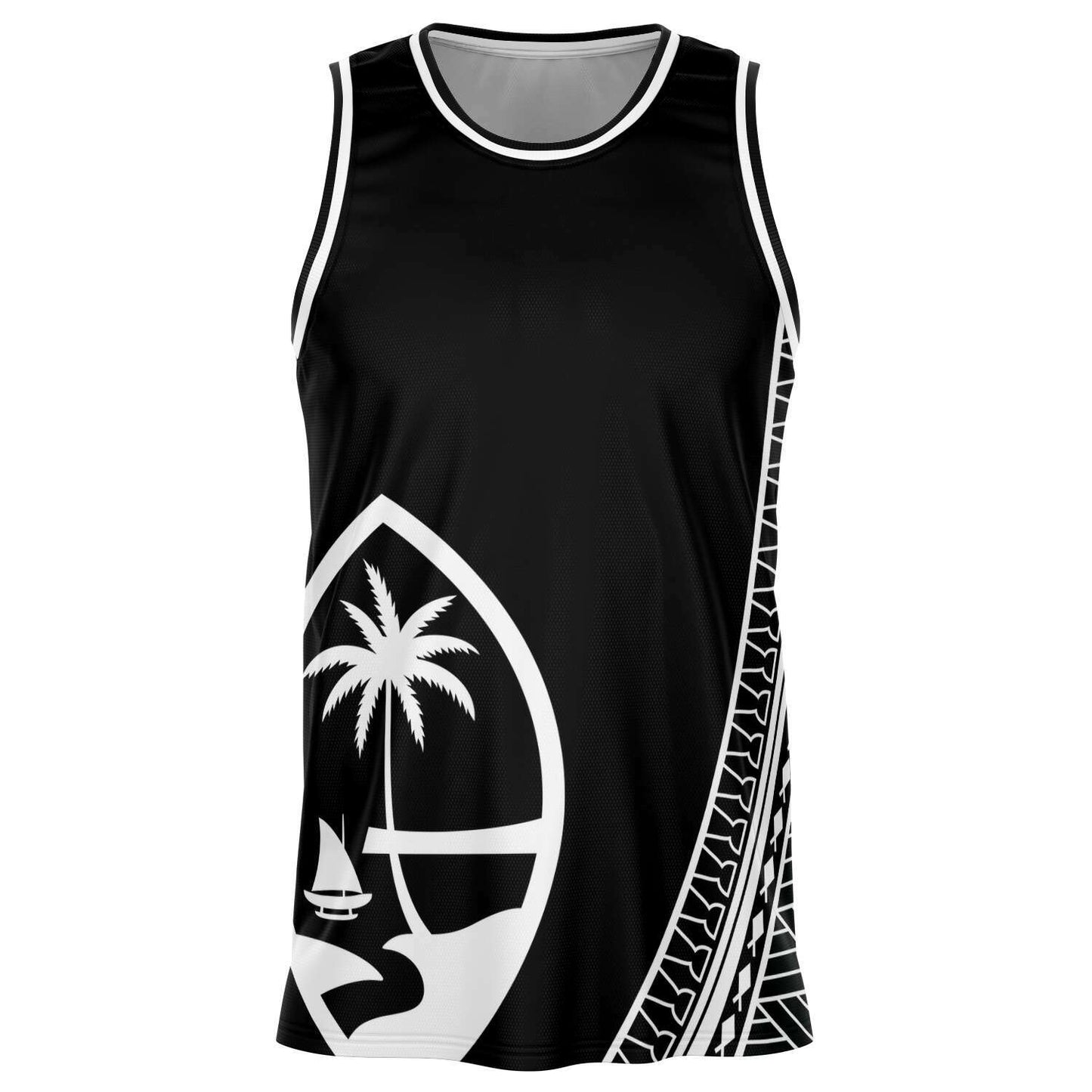 Guam Seal Tribal Black Basketball Jersey
