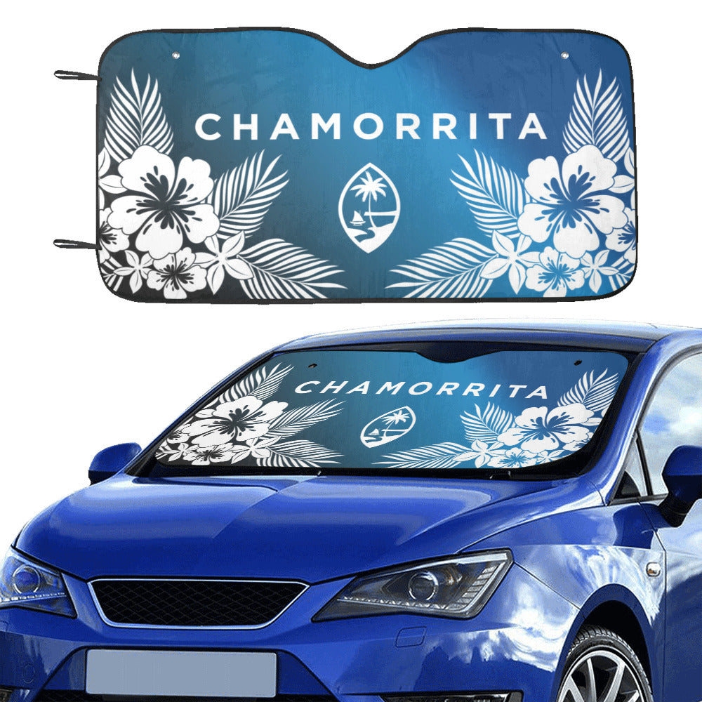 Chamorrita Guam Tropical Hibiscus Blue Car Sun Shade