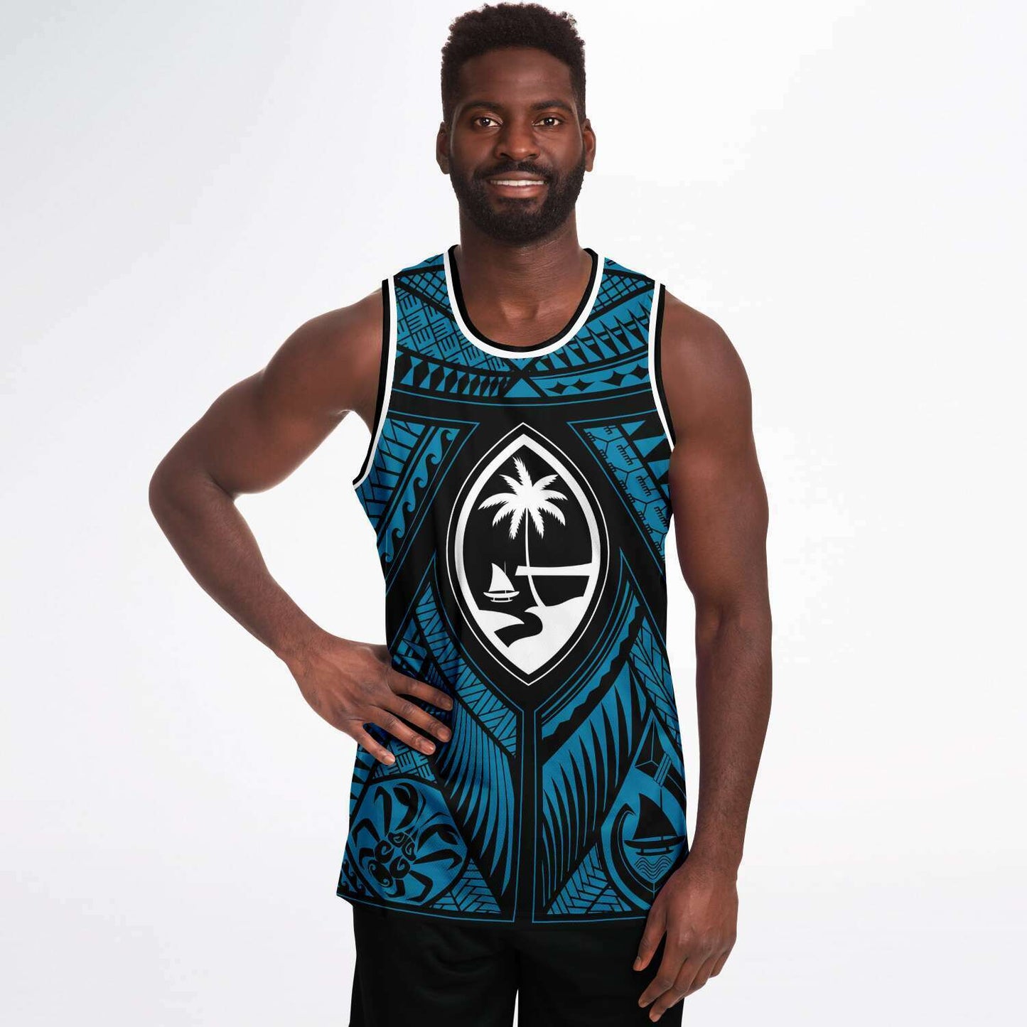 Guahan Tribal Blue Basketball Jersey