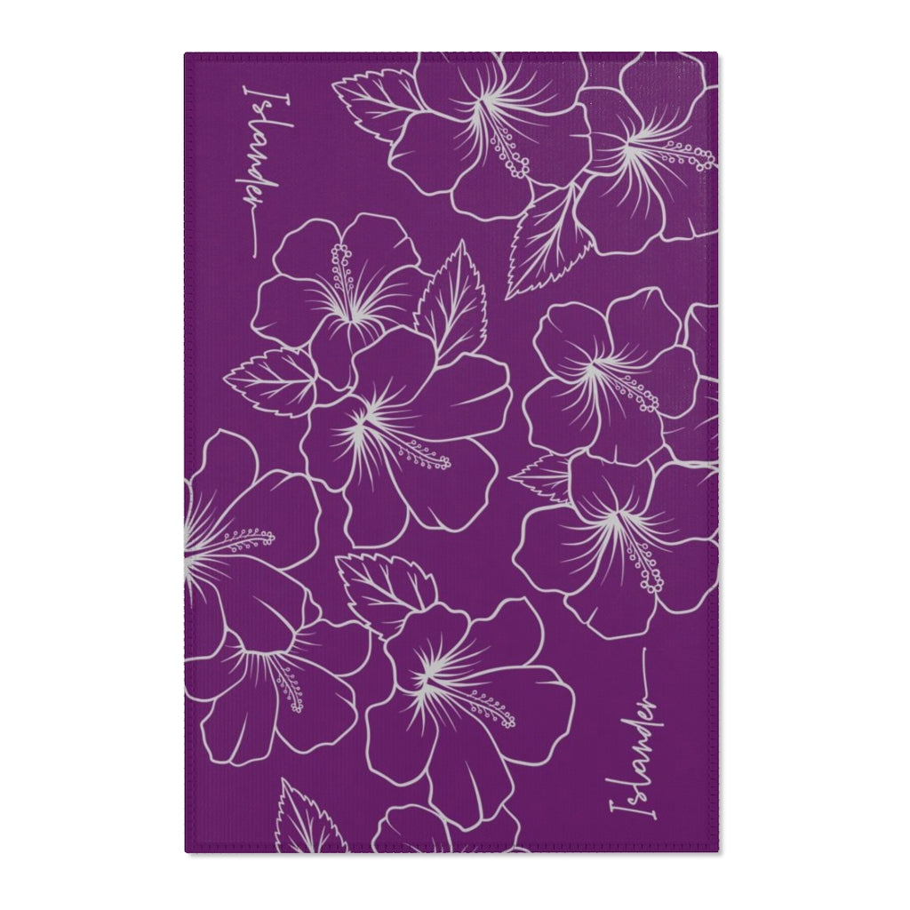 Guam CNMI Modern Hibiscus Purple Area Rug