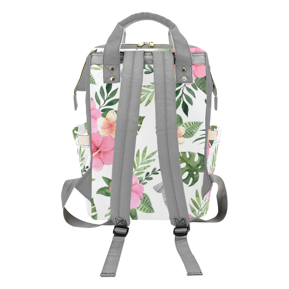 Latte Stone Pink Hibiscus Guam CNMI Multi-Function Baby Diaper Backpack Bag